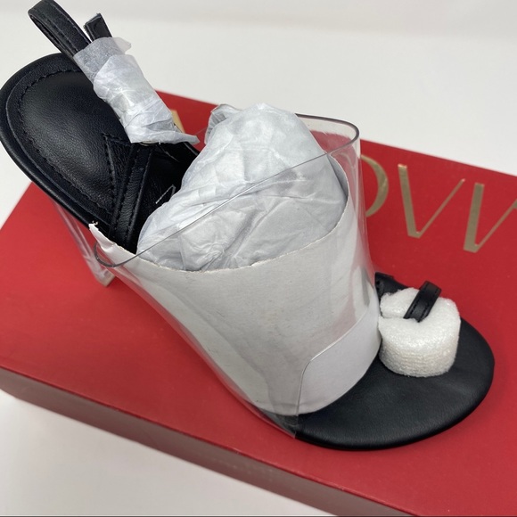 NEW MACKIN J Lucite Clear Chunky High Heel Sandals - Picture 5 of 10